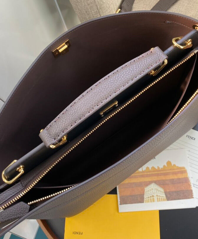 Fendi Peekaboo Iconic Essential Calf Leather Bag 7VA476 Dark Coffee