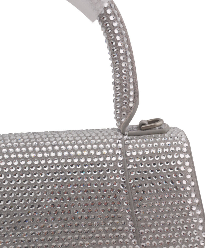 Balenciaga Hourglass Handbag With Rhinestones Gray