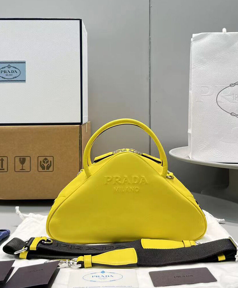 Prada Leather Prada Triangle Bag Yellow