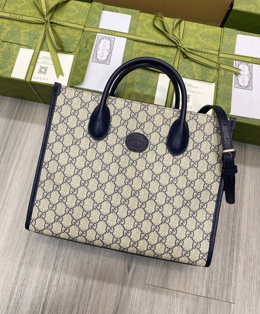 Gucci Small Tote Bag With Interlocking G 659983 Dark Blue