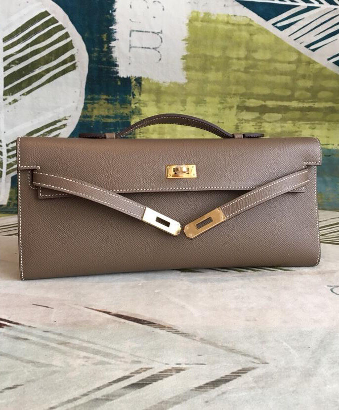 Hermes Kelly Cut Rouge H Dark Gray