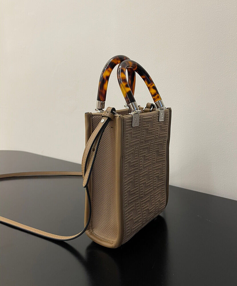 Fendi Mini Sunshine Shopper FF Fabric Mini Bag 8BS051 Gray