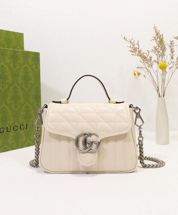 Gucci GG Marmont Mini Handbag 583571 Cream