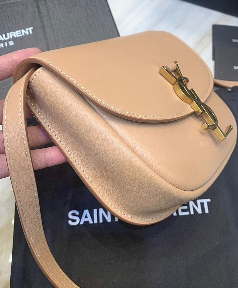 Saint Laurent Kaia mini leather shoulder bag Apricot
