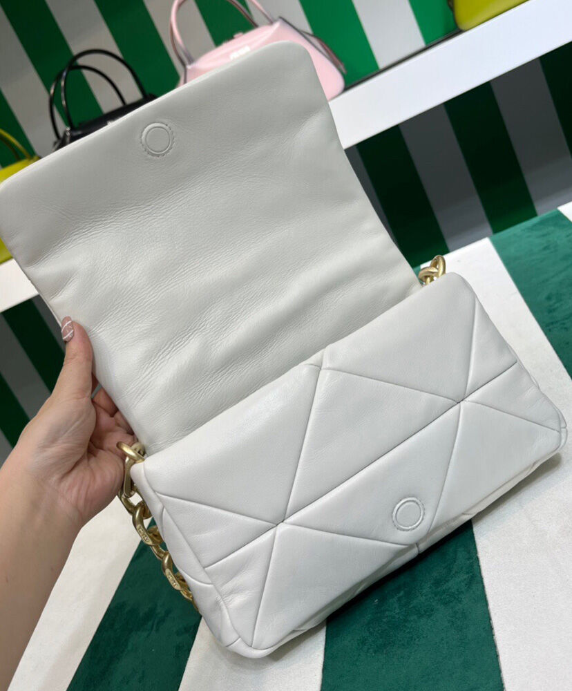 Prada System Nappa Patchwork Shoulder Bag 1BD328 White