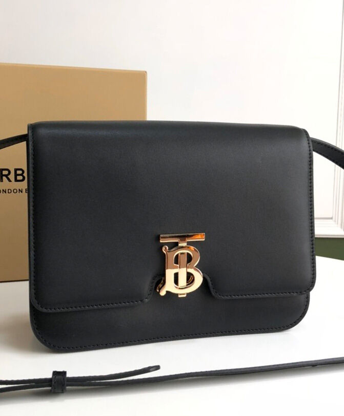 Burberry Medium Leather TB Bag Black