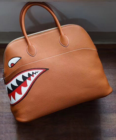 Hermes Runway Shark Bolide Bag Light Coffee