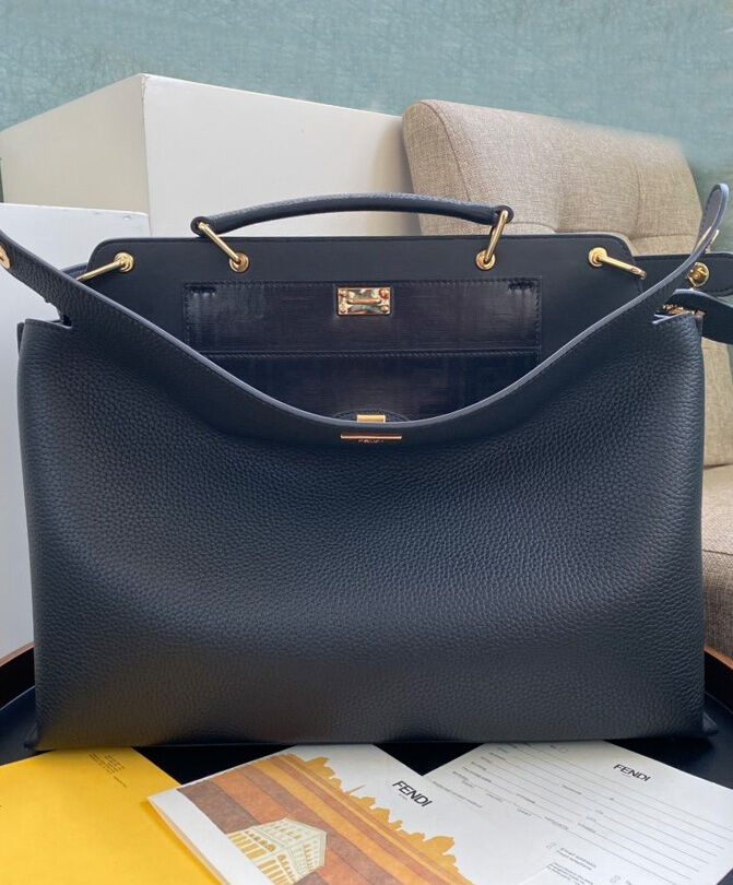 Fendi Peekaboo Iconic Essential Calf Leather Bag 7VA476 Black
