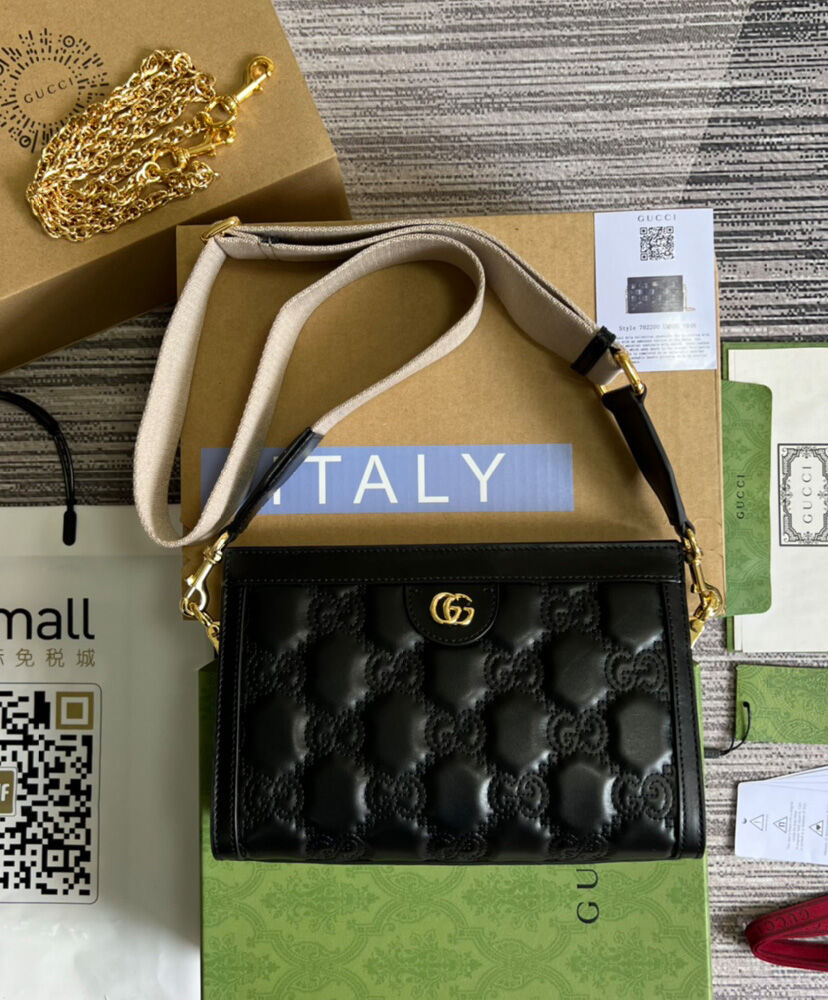 Gucci Matelasse Leather Shoulder Bag 702200 Black