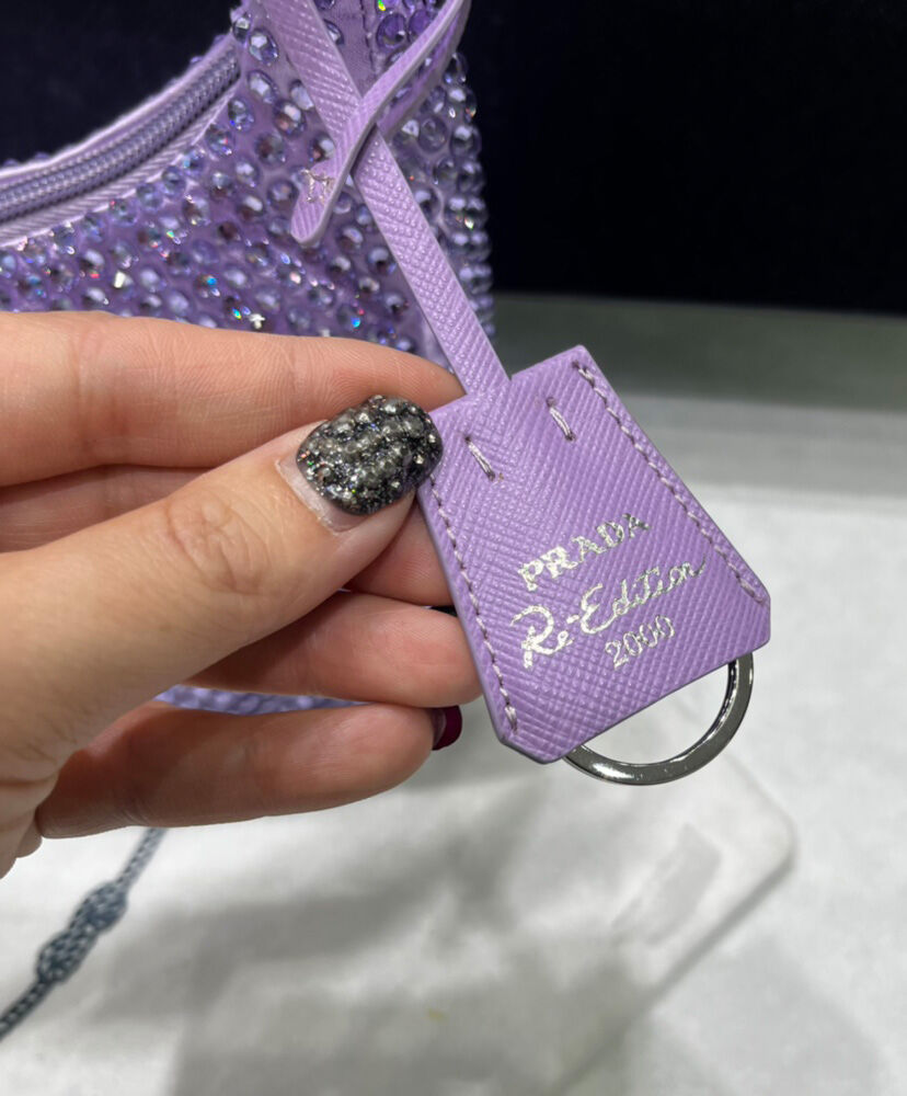 Prada Satin Mini-bag With Artificial Crystals Purple
