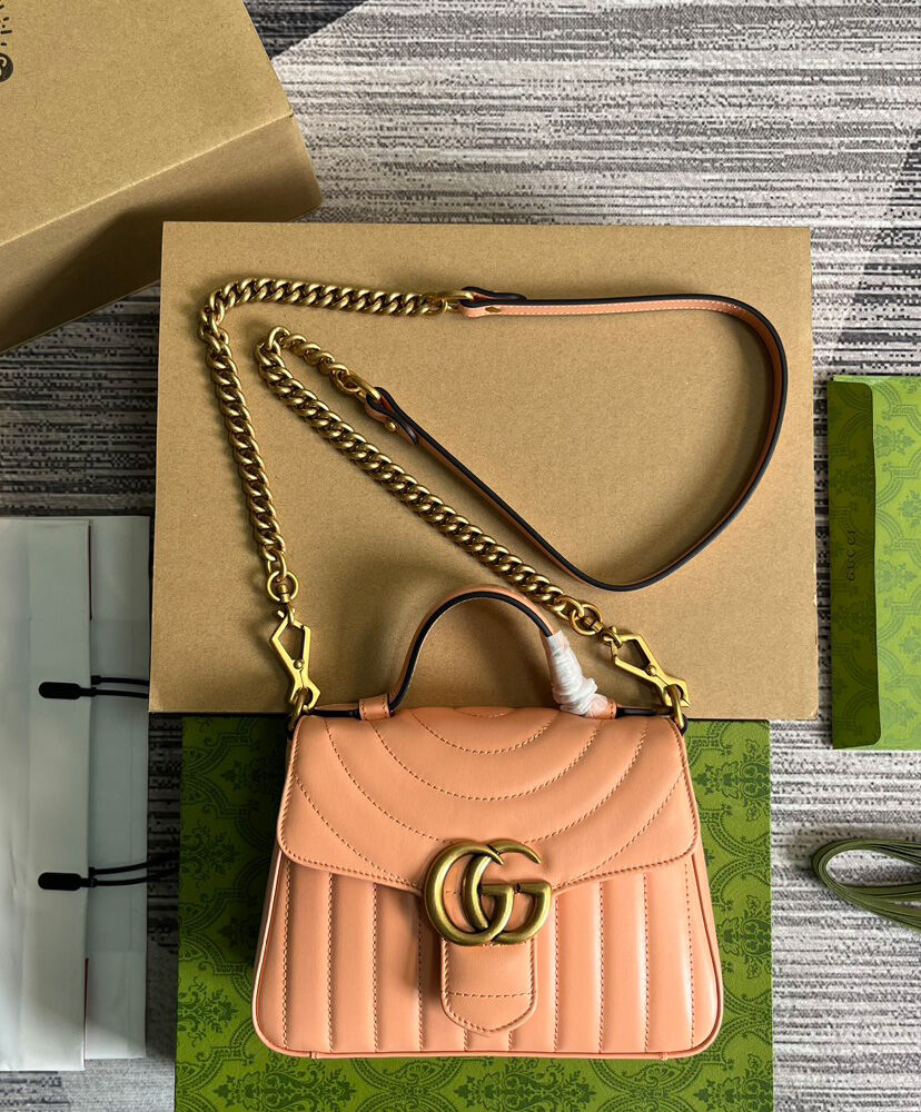 Gucci GG Marmont Mini Top Handle Bag 547260 Pink