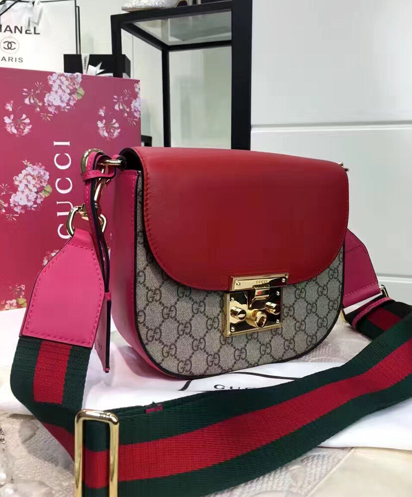 Gucci Padlock GG Supreme Shoulder Bag 453189 Red