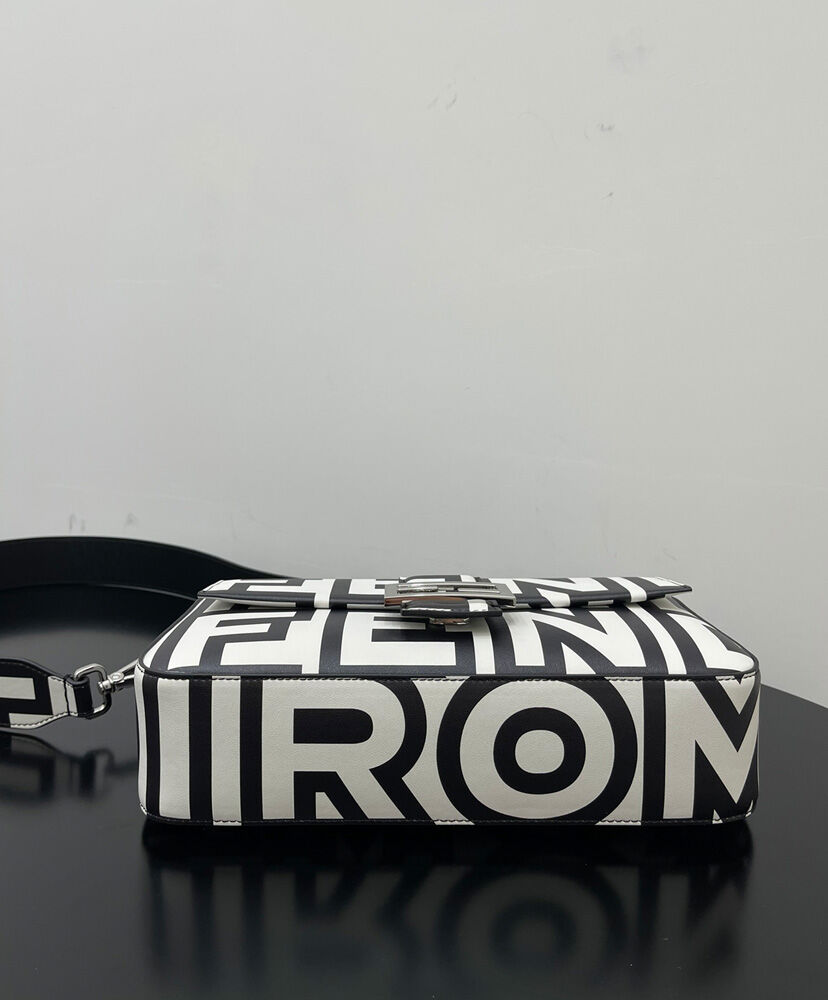 Fendi Baguette Two-tone Leather Fendi Roma Capsule Bag 8BR600 Black