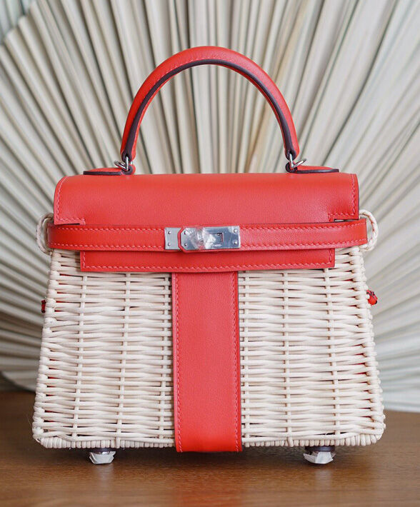 Hermes Kelly Picnic Mini Osier / Swift Vert Verone Red