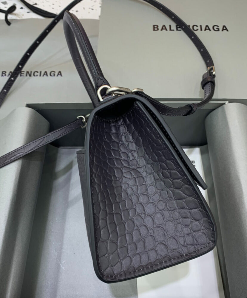 Balenciaga Hourglass Small Embossed Bag Black