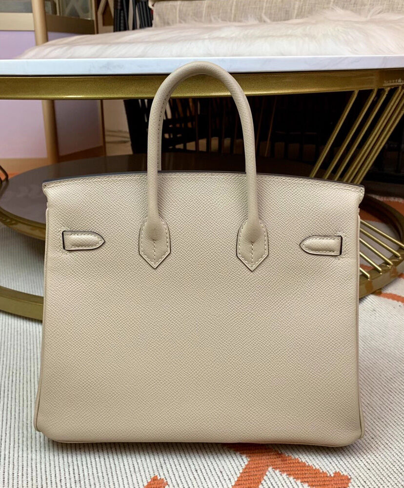 Hermes Birkin 25 Epsom Leather Paon Phw Light Gray