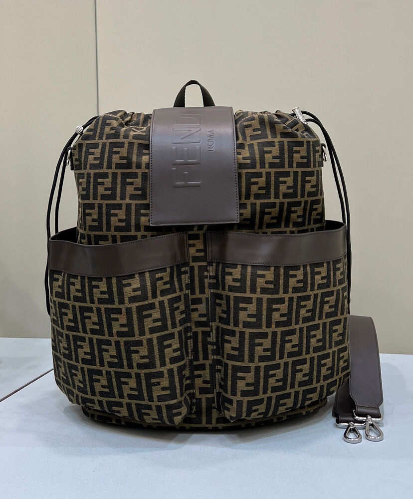 Fendi Drawstring Backpack 7VZ056 Dark Coffee