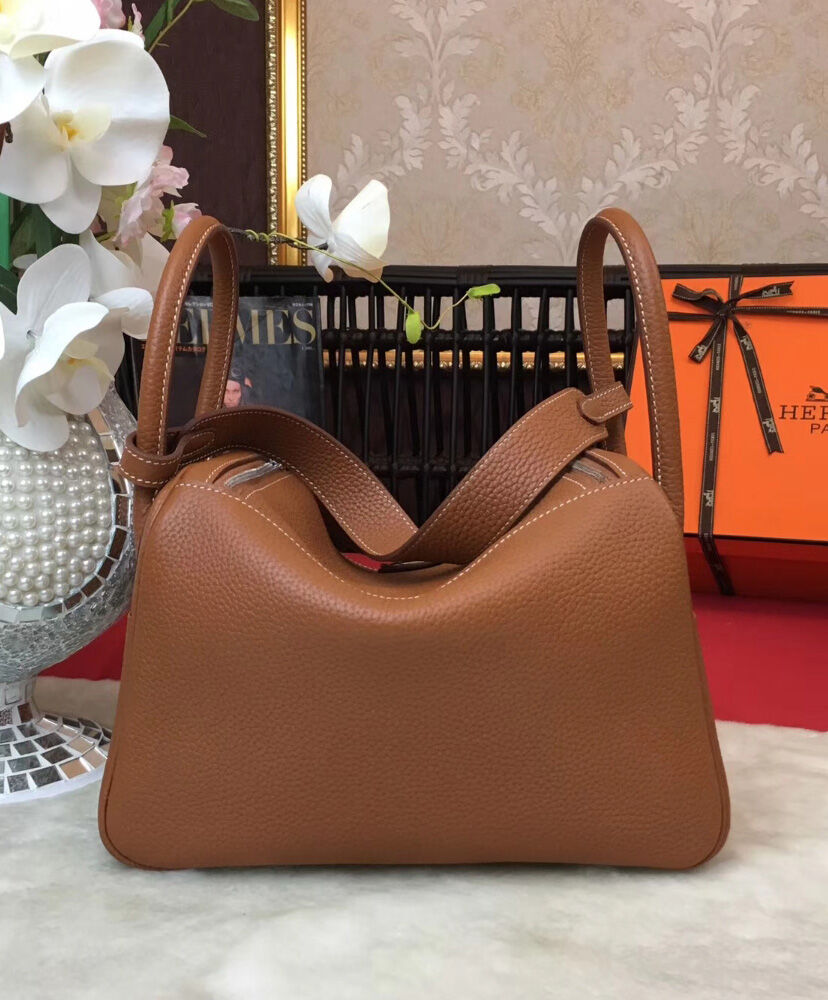 Hermes Linda Bag 26 Togo Leather Light Coffee