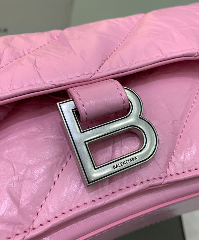 Balenciaga Crush Small Chain Bag Quilted Pink