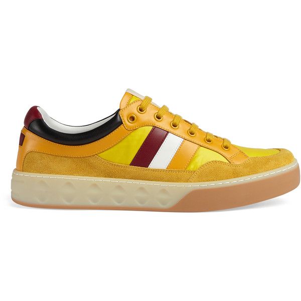 GUCCI MEN S YELLOW LEATHER AND NYLON SNEAKERS   GC63