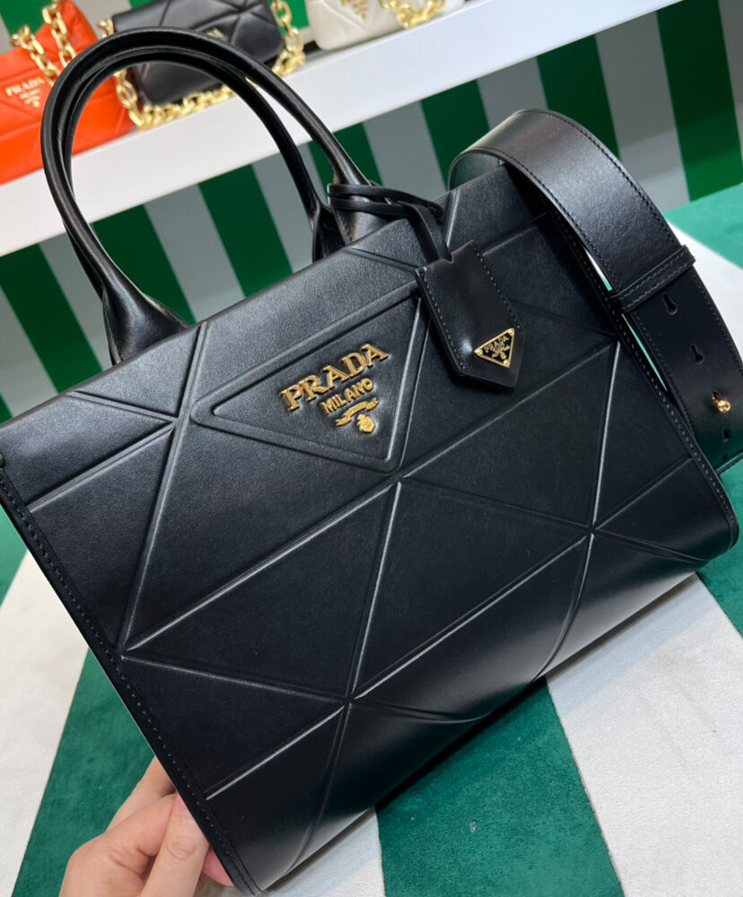 Prada Small leather Prada Symbole Bag With Topstitching 1BA379 Black