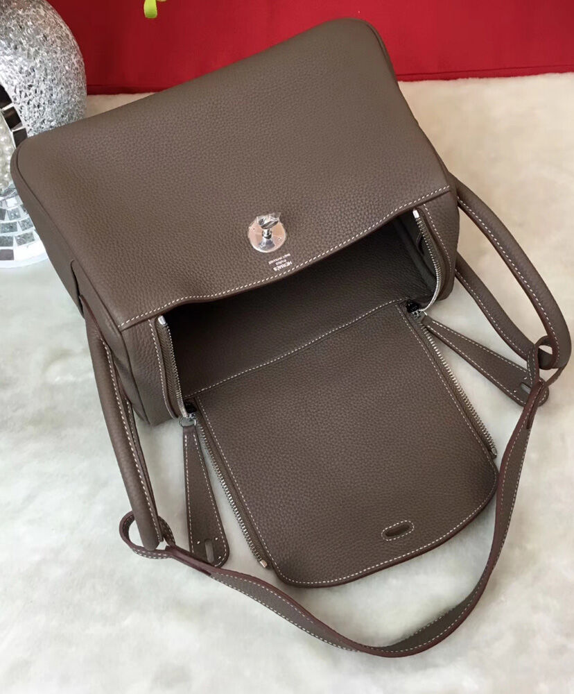 Hermes Linda Bag 26 Togo Leather Dark Gray