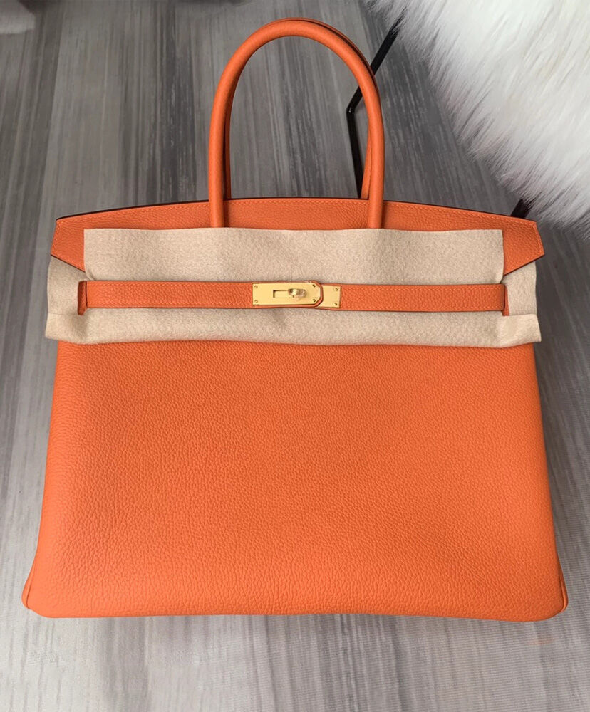 Hermes Birkin 35 Bag Togo Leather Orange