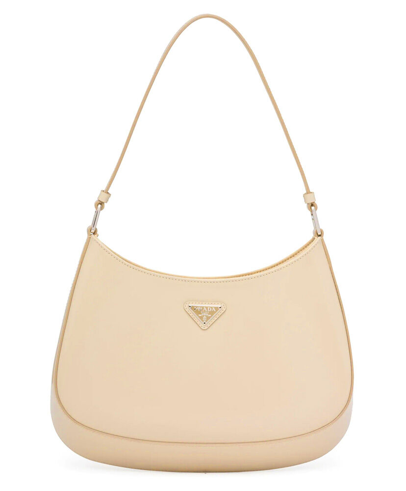 Prada Cleo Brushed Leather Shoulder Bag 1BC499 Apricot