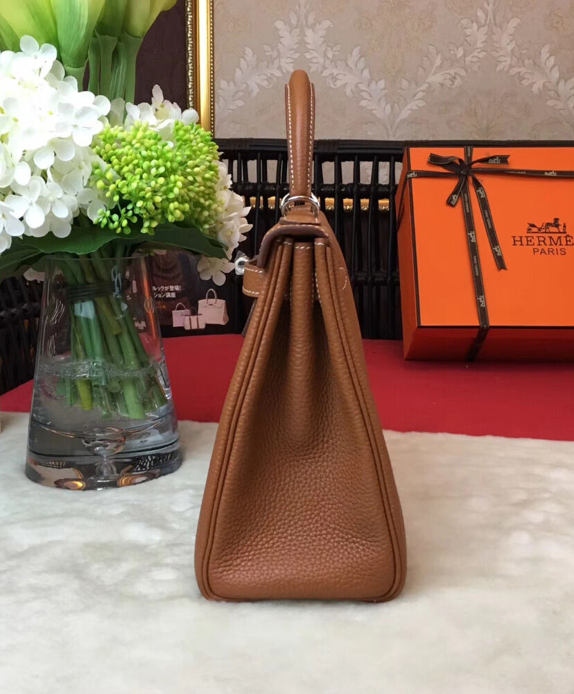 Hermes Kelly Bag 25 Togo Leather Light Coffee