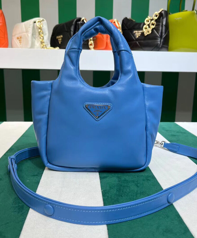 Prada Small Padded Prada Soft Nappa-leather Bag 1BA359 Blue
