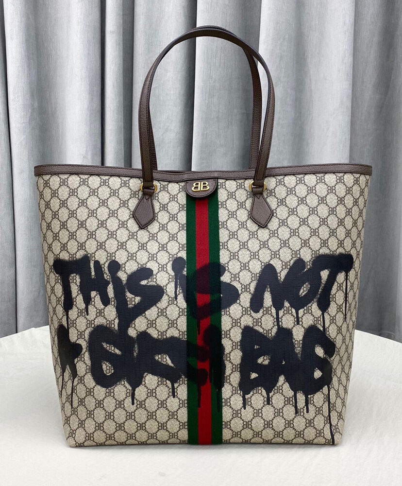 Balenciaga Hacker Graffiti Large Tote Bag Dark Coffee