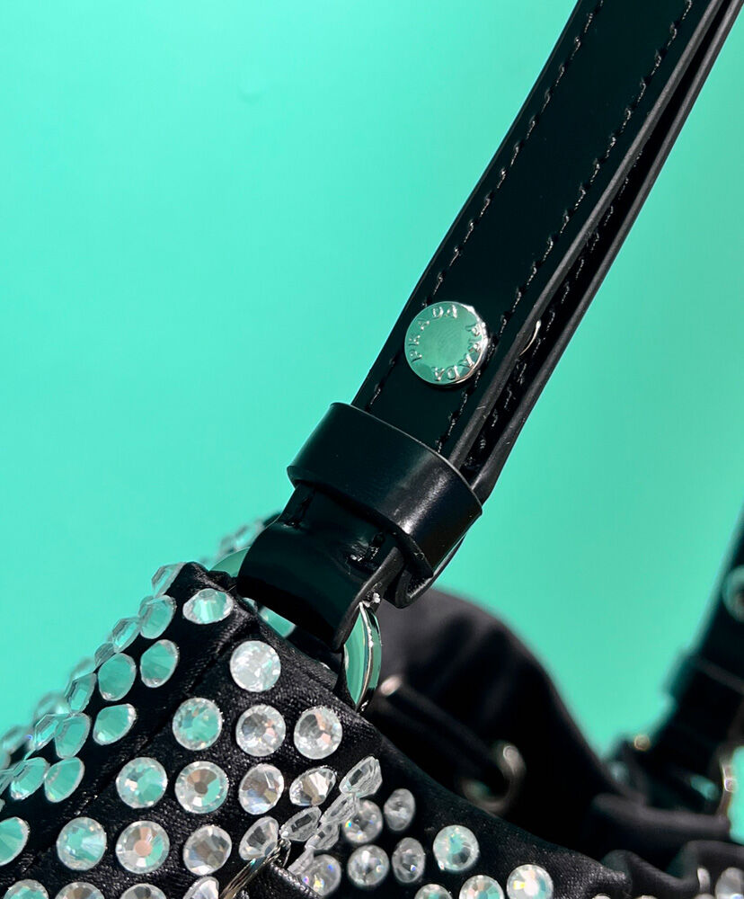 Prada Satin Mini-bag With Crystals 1BE067 Black