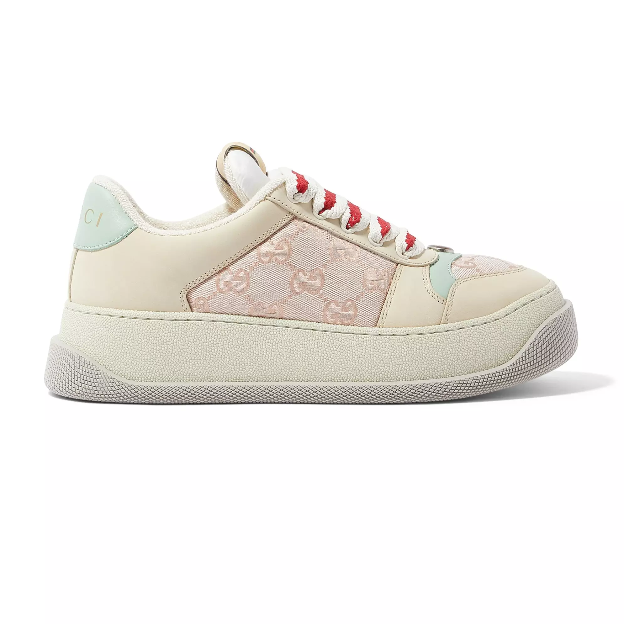 GUCCI SCREENER TRAINER SNEAKERS IN BEIGE AND PINK �?GC170