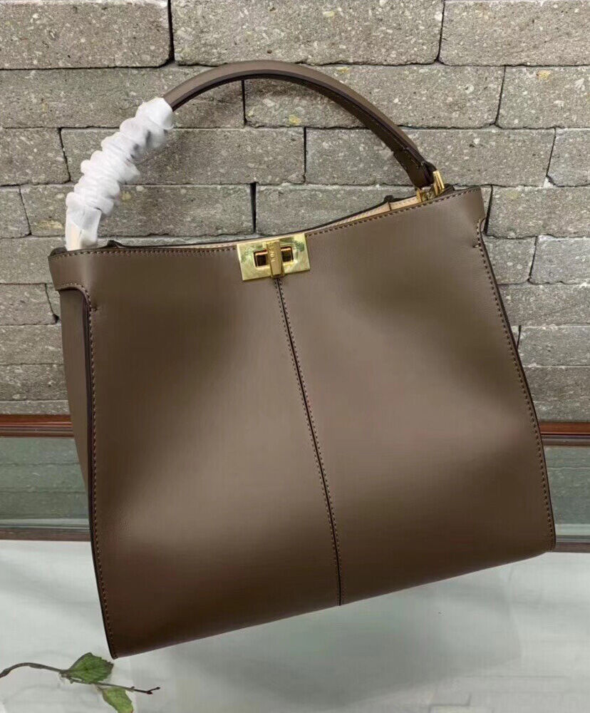 Fendi Peekaboo X-lite Medium Leather Bag Khaki