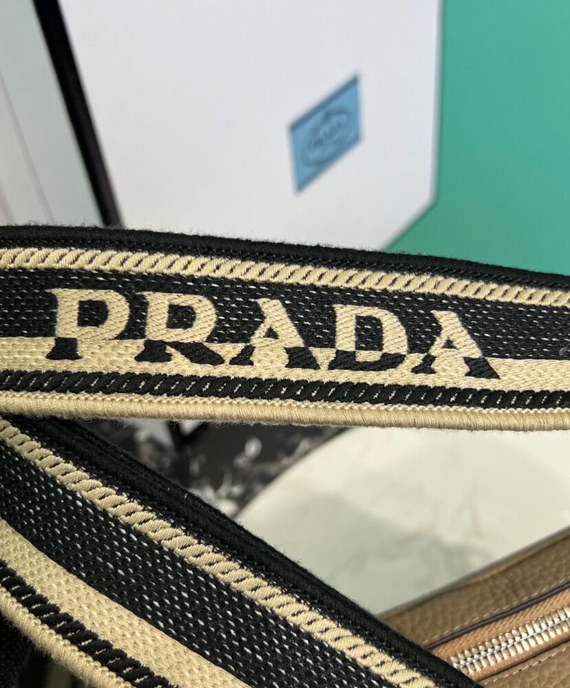 Prada Leather Bag With Shoulder Strap Cream Gray