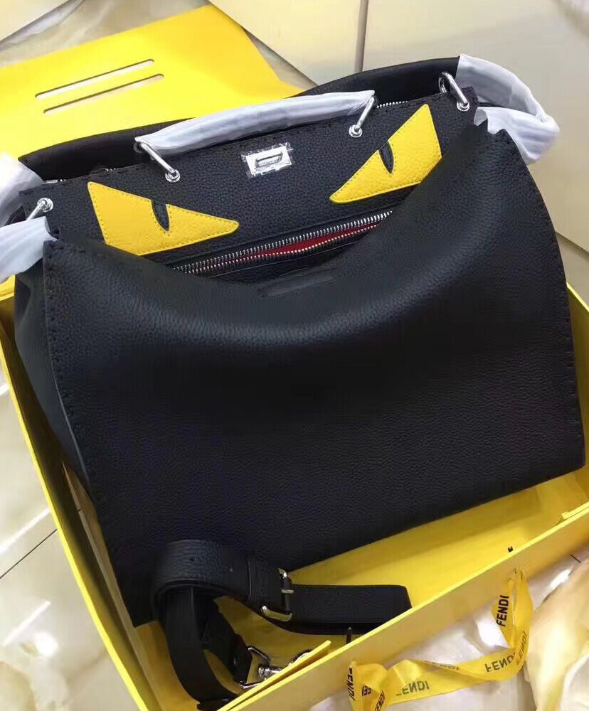 Fendi Peekaboo In Black Roman Leather 7VA388 Black