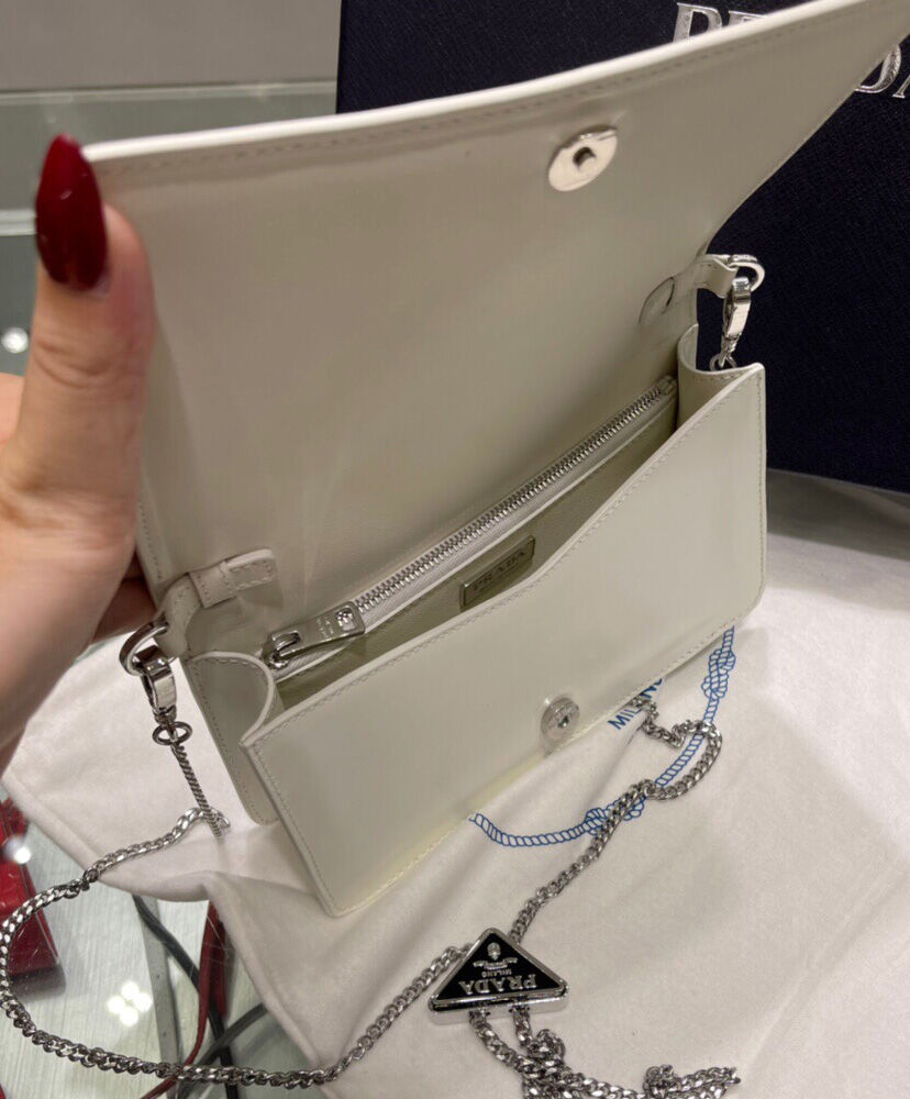 Prada Brushed Leather Shoulder Bag 1BD307 Cream