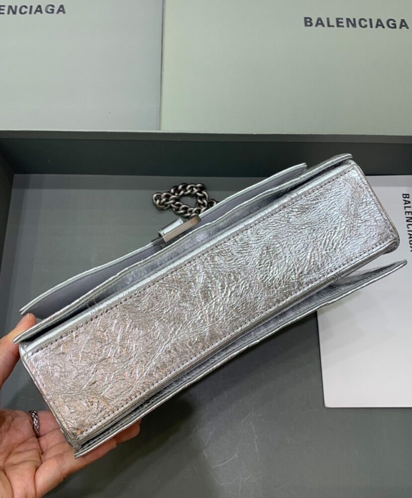 Balenciaga Crush Small Chain Bag Quilted Silver Gray