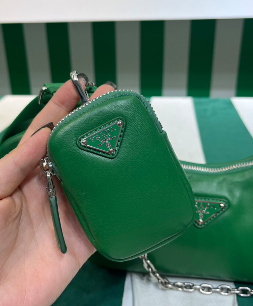 Prada Padded Nappa-leather Prada Re-Edition 2005 Shoulder Bag 1BH204 Green