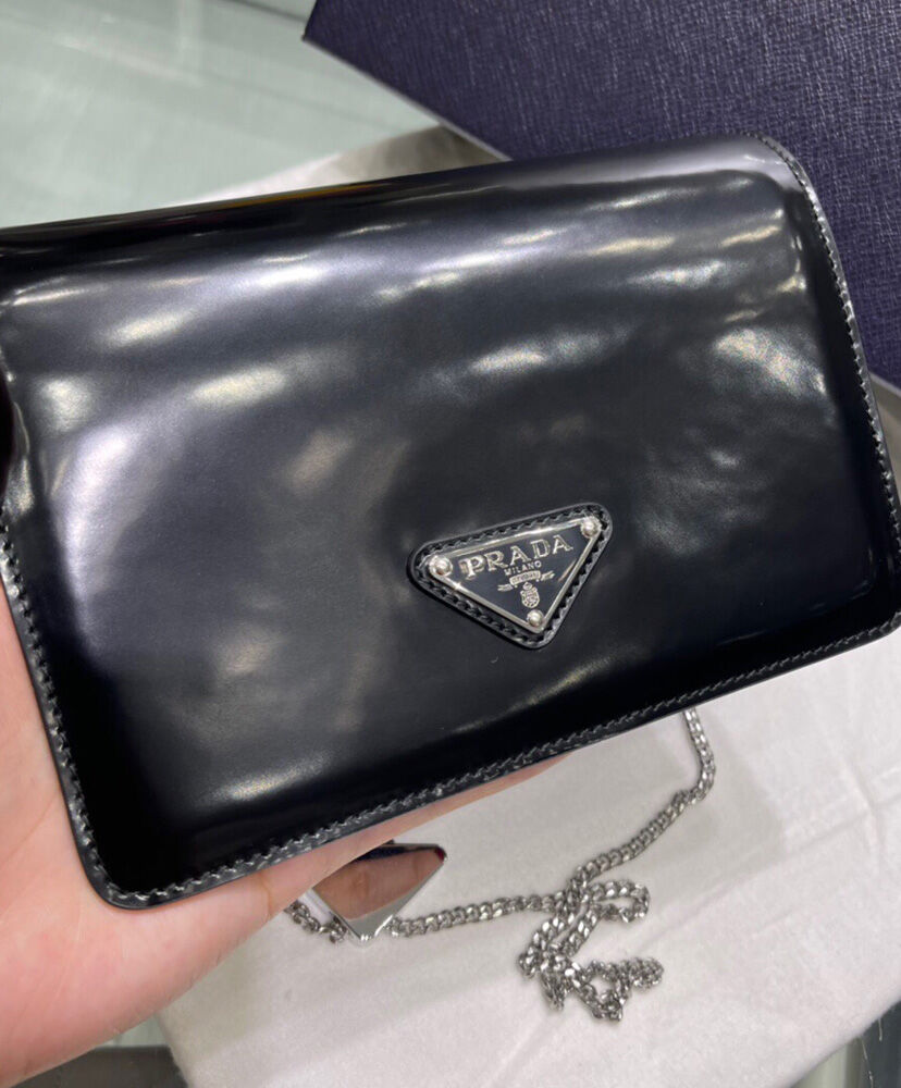 Prada Brushed Leather Shoulder Bag 1BD307 Black