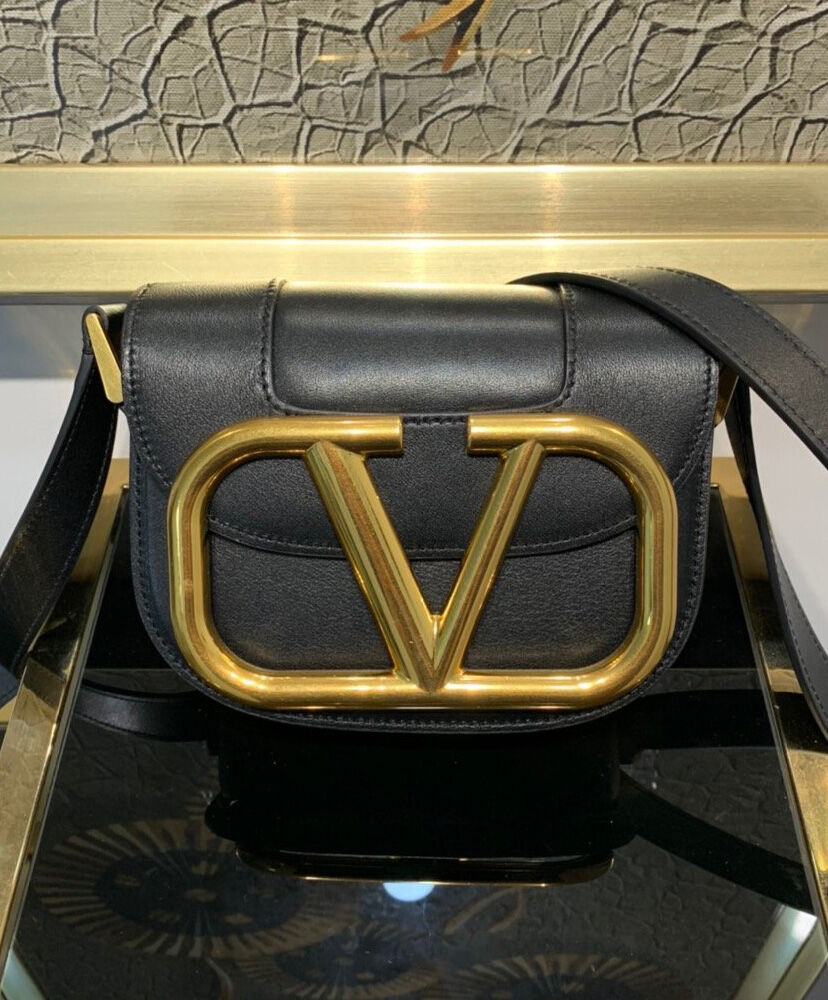 Valentino Garavani Small Supervee Calfskin Crossbody Bag Black