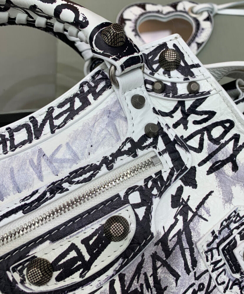 Balenciaga Neo Cagole XS Handbag Graffiti White