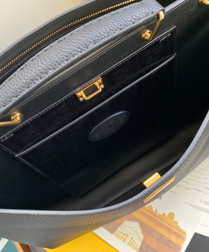 Fendi Peekaboo Iconic Essential Calf Leather Bag 7VA476 Black