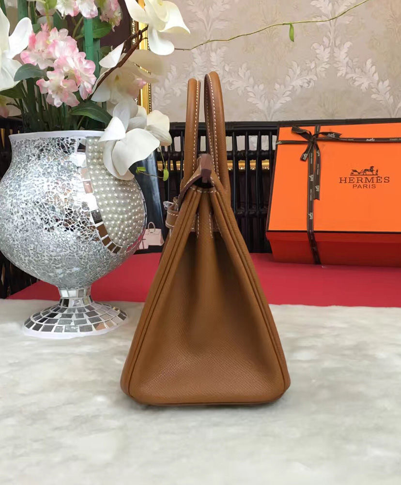 Hermes Birkin 25 Epsom Leather Paon Phw Light Coffee
