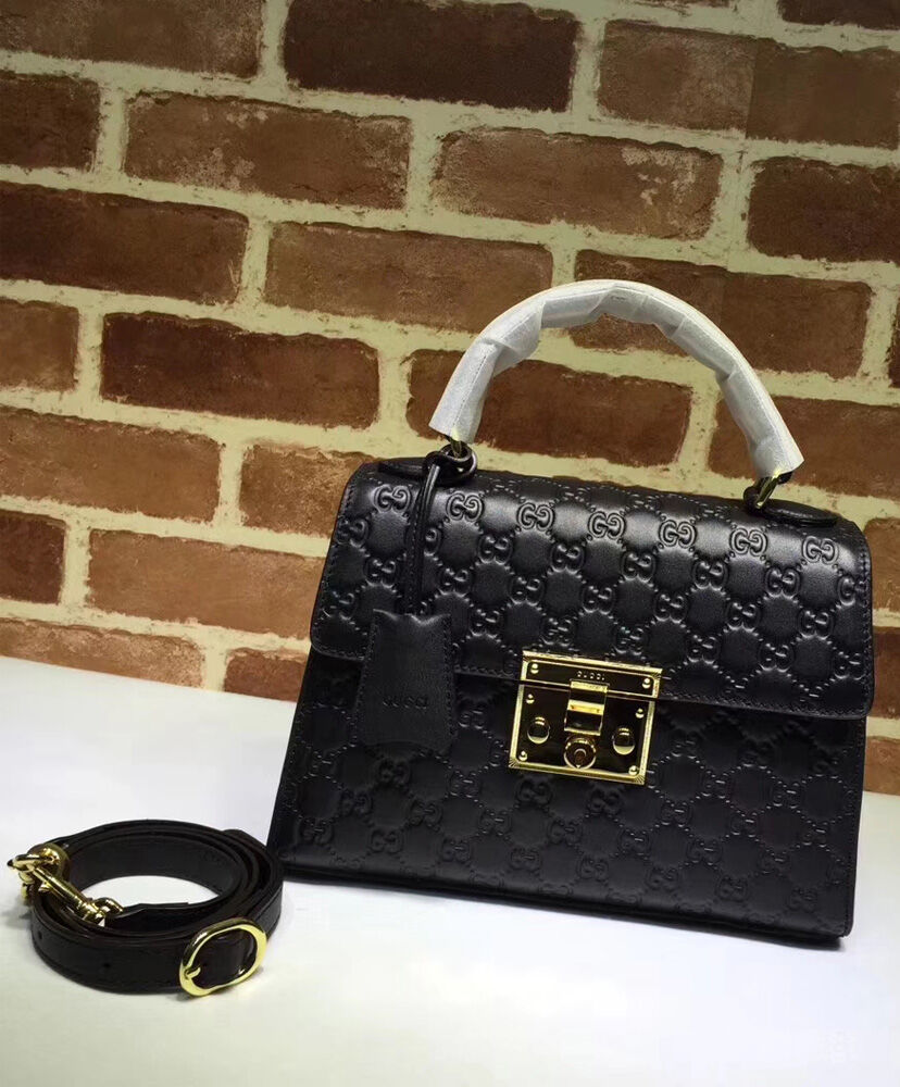 Gucci Padlock small Gucci Signature top handle bag 453188 Black