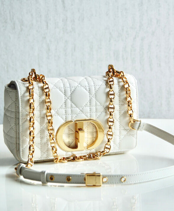 Christian Dior Small Dior Caro Bag White