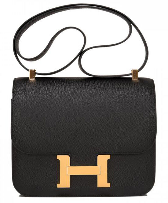 Hermes Epsom Constance 24cm Palladium Hardware Black