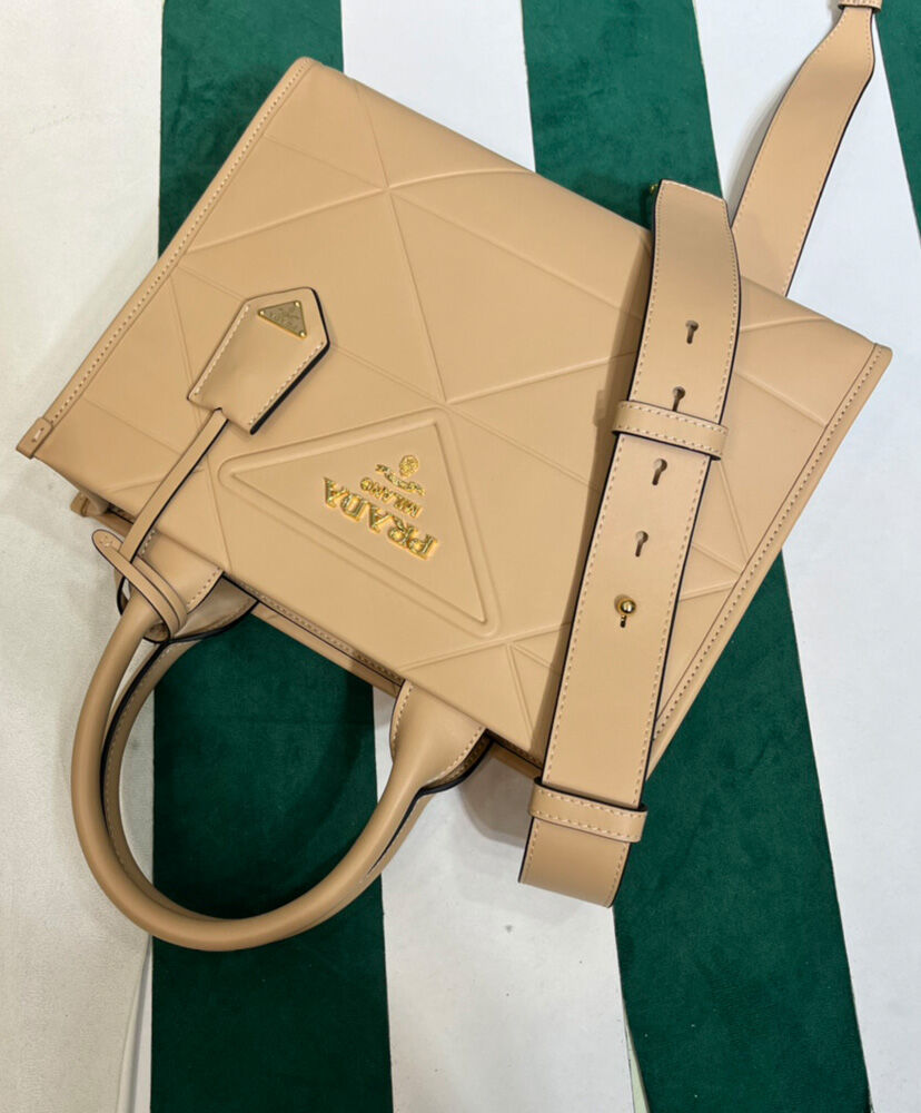 Prada Small leather Prada Symbole Bag With Topstitching 1BA379 Apricot