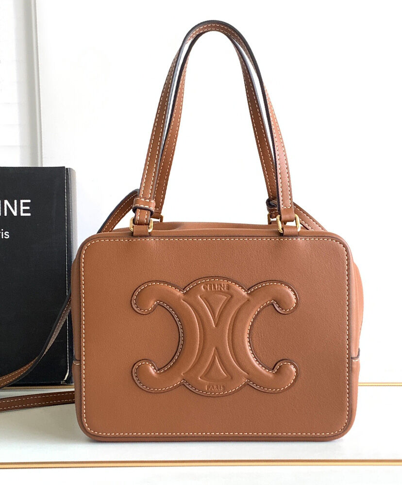 Celine Folded Cube Bag In Smooth Calfskin Coffee