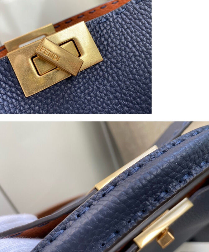 Fendi Peekaboo Iconic Essentially Leather Bag Dark Blue